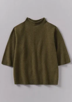 Fine Wool Cashmere Half Sleeve Sweater