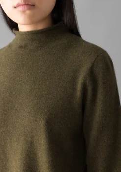 Fine Wool Cashmere Half Sleeve Sweater