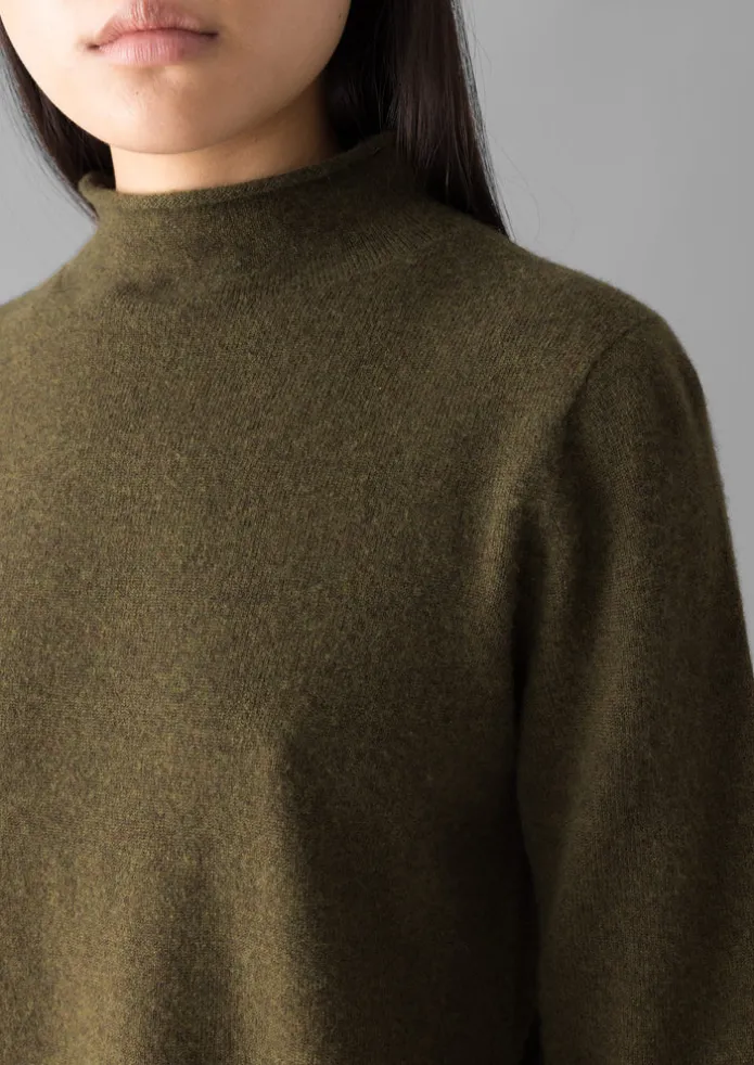 Fine Wool Cashmere Half Sleeve Sweater