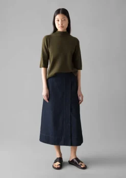 Fine Wool Cashmere Half Sleeve Sweater