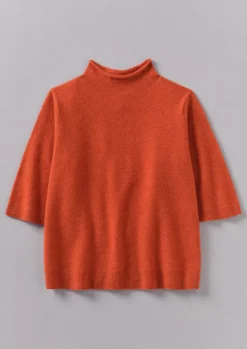 Fine Wool Cashmere Half Sleeve Sweater