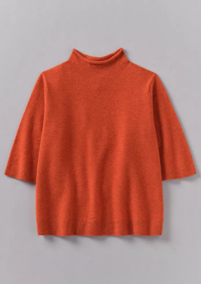Fine Wool Cashmere Half Sleeve Sweater
