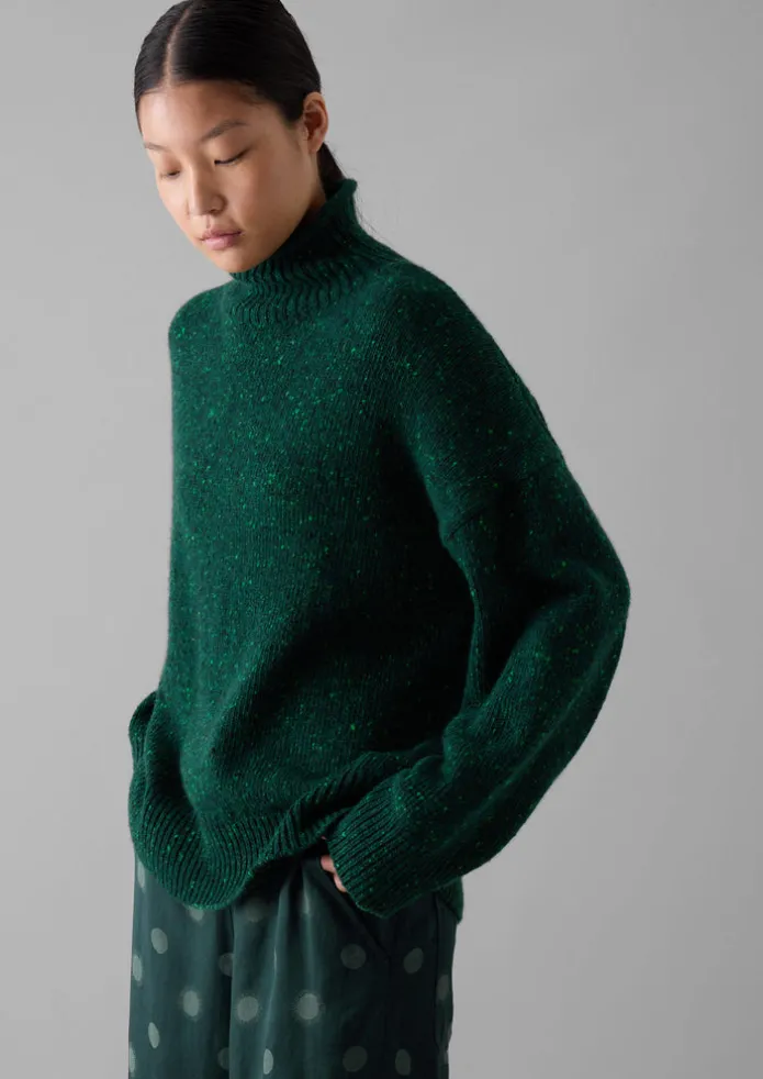 Flecky Wool Cashmere High Neck Sweater