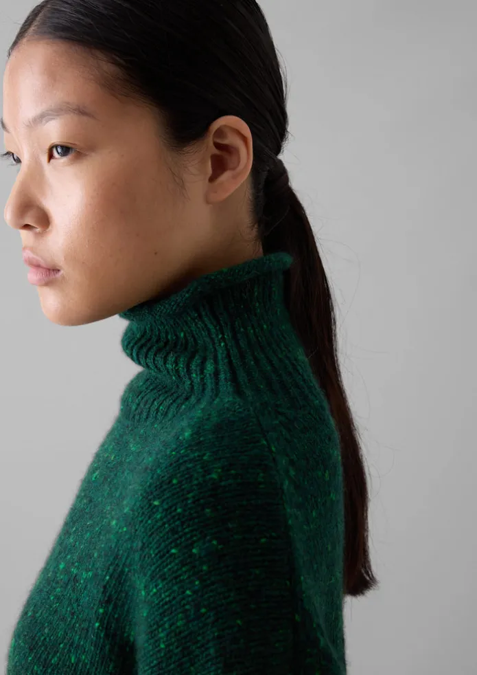 Flecky Wool Cashmere High Neck Sweater