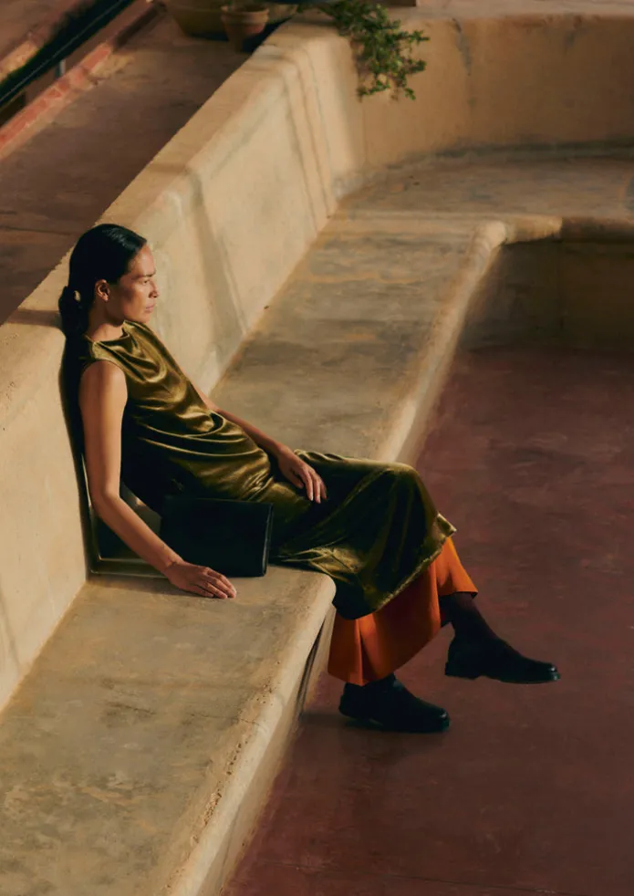 Fluid Silk Velvet Dress