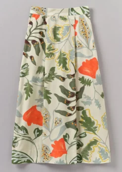 Foliage Print Poplin Skirt