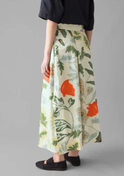 Foliage Print Poplin Skirt