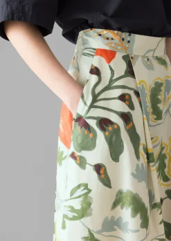 Foliage Print Poplin Skirt
