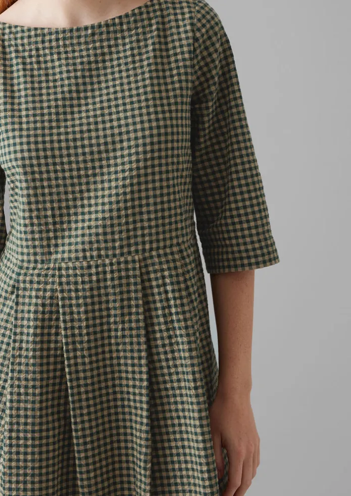 Franca Cotton Gingham Seersucker Dress