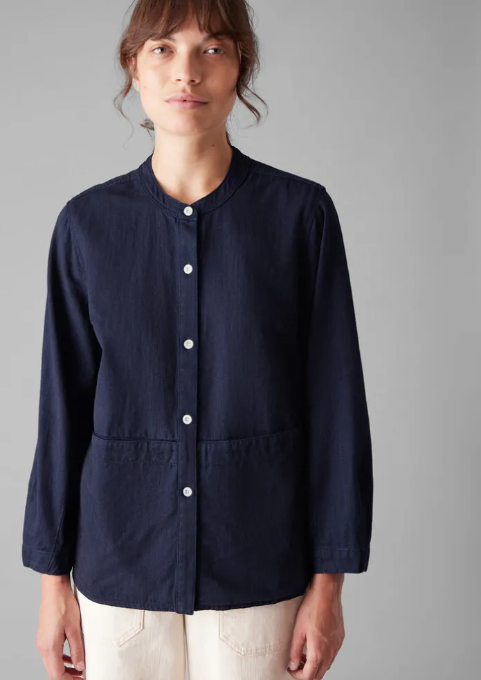 Front Pocket Soft Indigo Twill Shirt