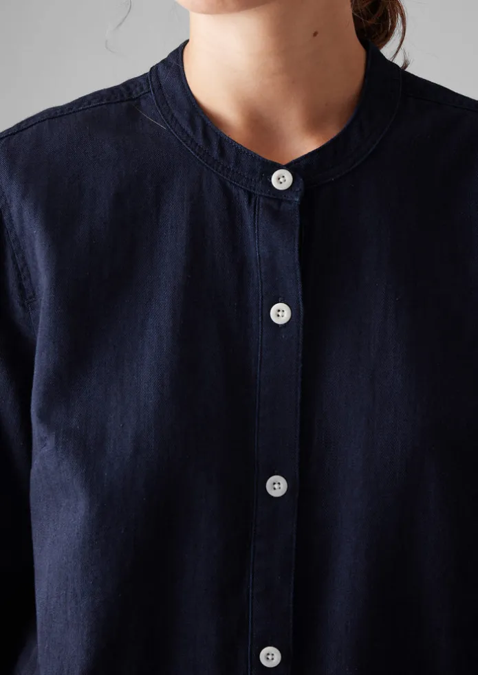 Front Pocket Soft Indigo Twill Shirt