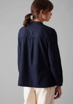 Front Pocket Soft Indigo Twill Shirt