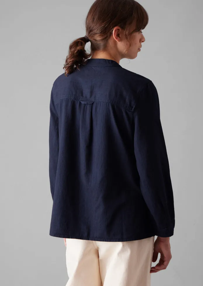 Front Pocket Soft Indigo Twill Shirt