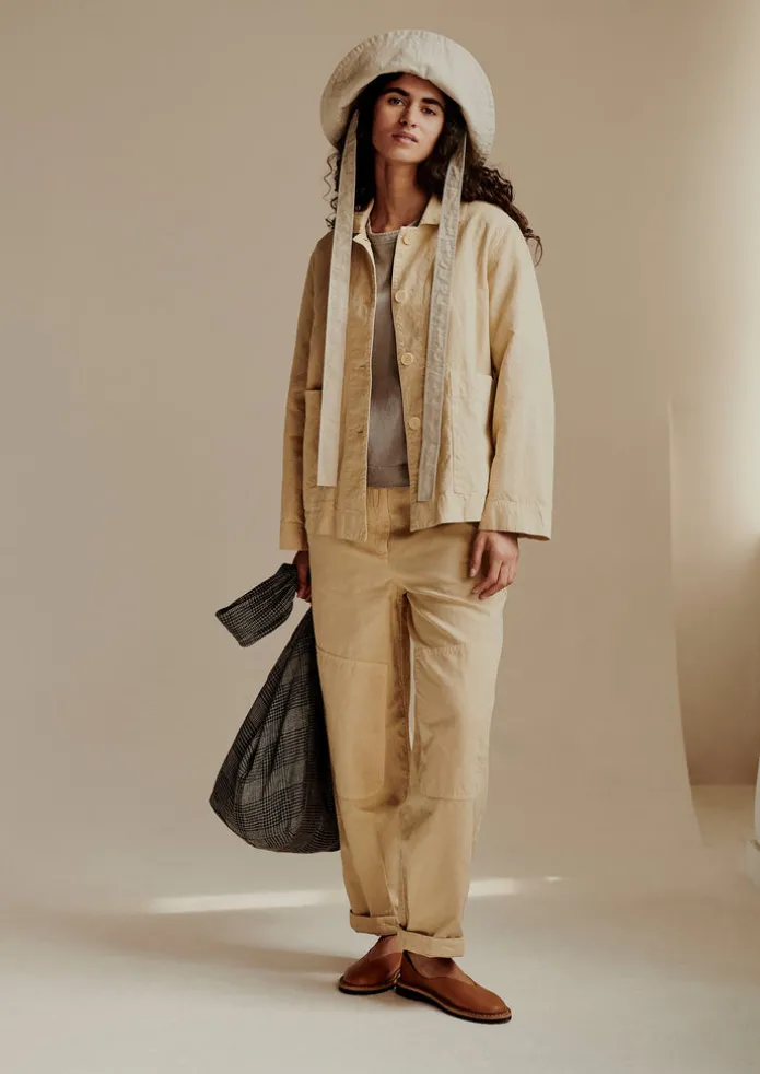 Garment Dyed Cotton Linen Canvas Trousers