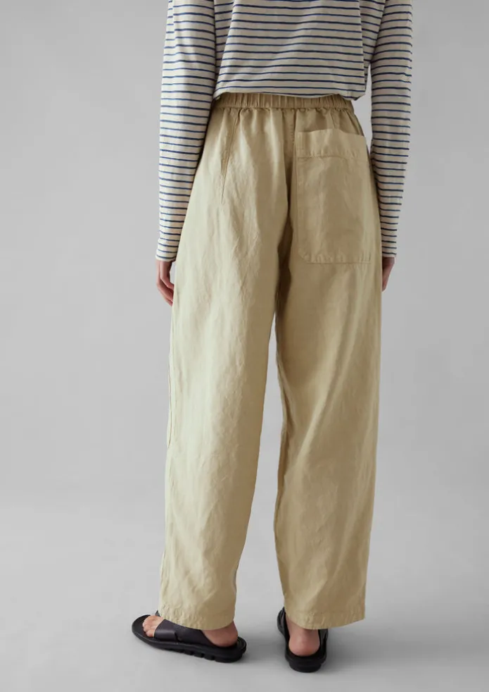 Garment Dyed Cotton Linen Canvas Trousers