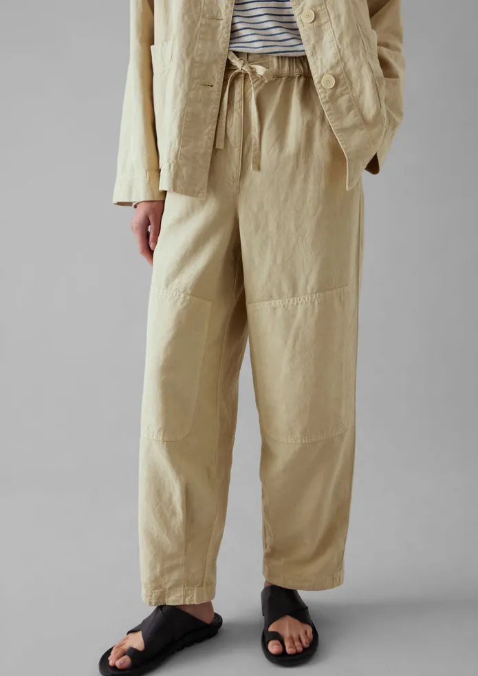 Garment Dyed Cotton Linen Canvas Trousers