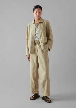 Garment Dyed Cotton Linen Canvas Trousers