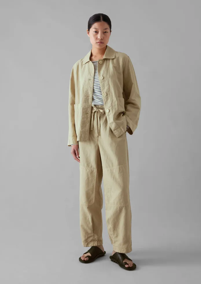 Garment Dyed Cotton Linen Canvas Trousers