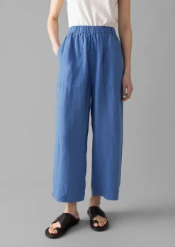 Garment Dyed Linen Barrel Leg Trousers
