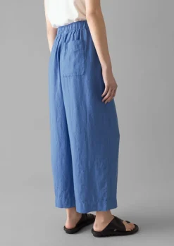 Garment Dyed Linen Barrel Leg Trousers