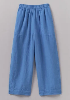 Garment Dyed Linen Barrel Leg Trousers