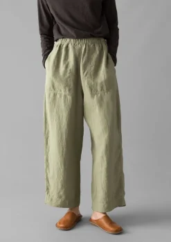 Garment Dyed Linen Barrel Leg Trousers