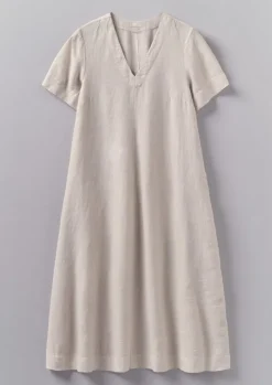Garment Dyed Linen V-Neck Dress