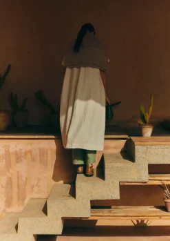 Garment Dyed Linen V-Neck Dress