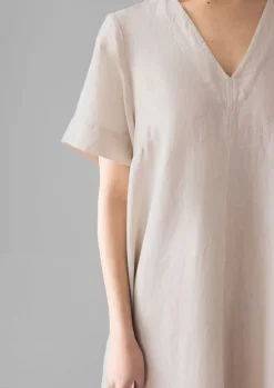 Garment Dyed Linen V-Neck Dress