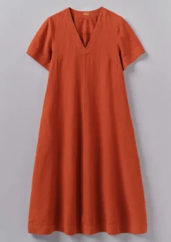 Garment Dyed Linen V-Neck Dress