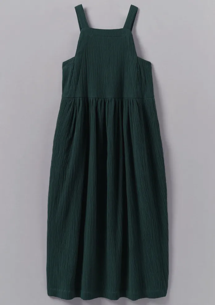Gathered Waist Crinkled Cotton Dress