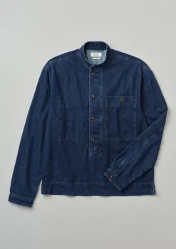 Grandad Collar Half Placket Denim Shirt