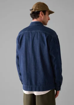 Grandad Collar Half Placket Denim Shirt