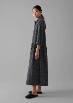 Graph Check Cotton Cashmere Shirt Dress