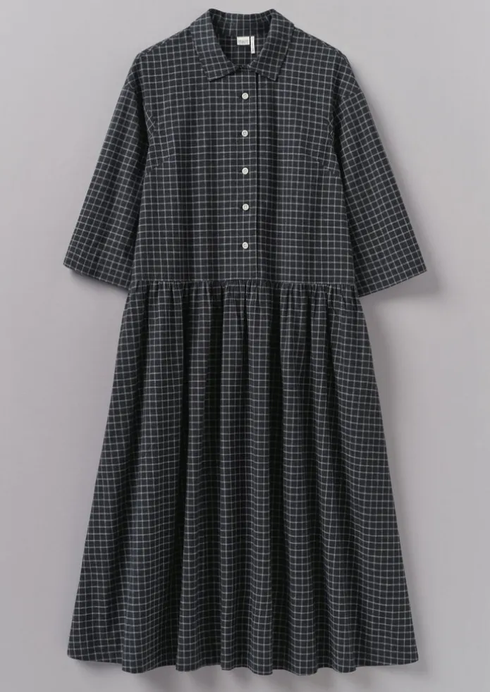 Graph Check Cotton Cashmere Shirt Dress