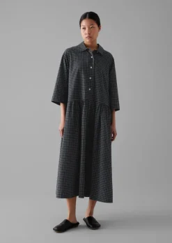Graph Check Cotton Cashmere Shirt Dress