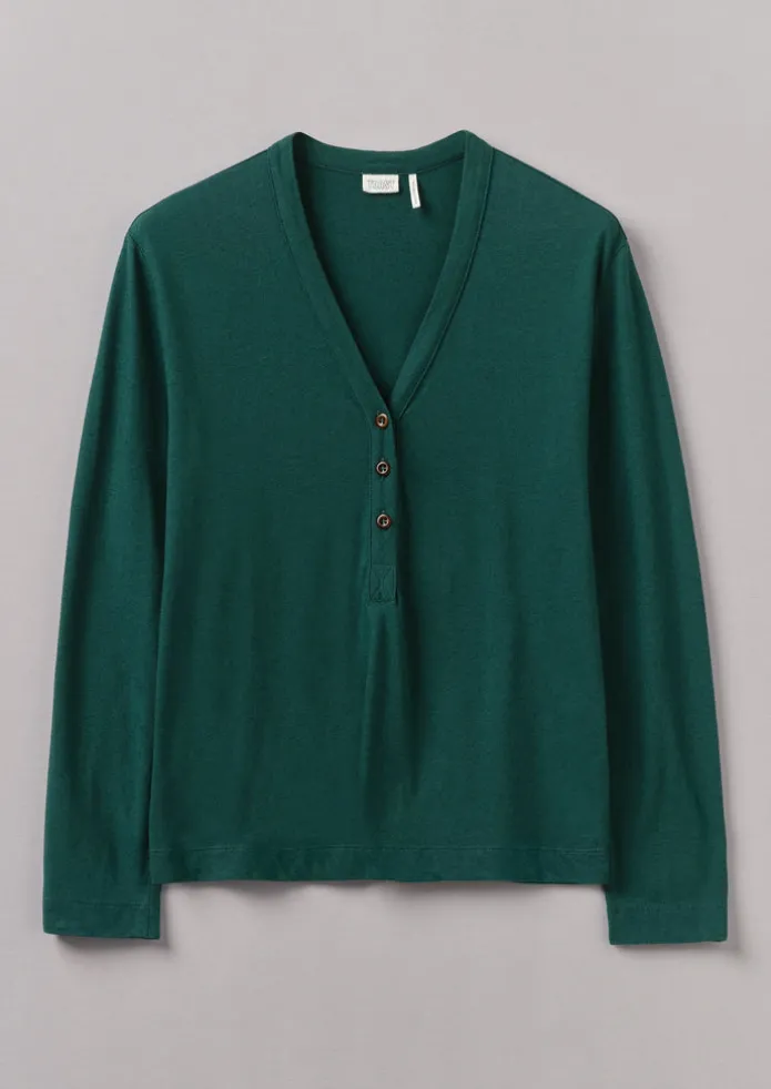 Half Placket Cotton Linen Tee