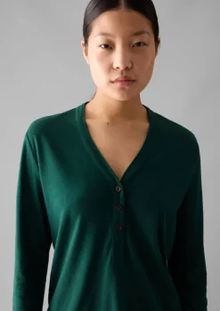 Half Placket Cotton Linen Tee
