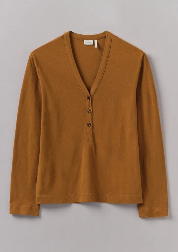 Half Placket Cotton Linen Tee