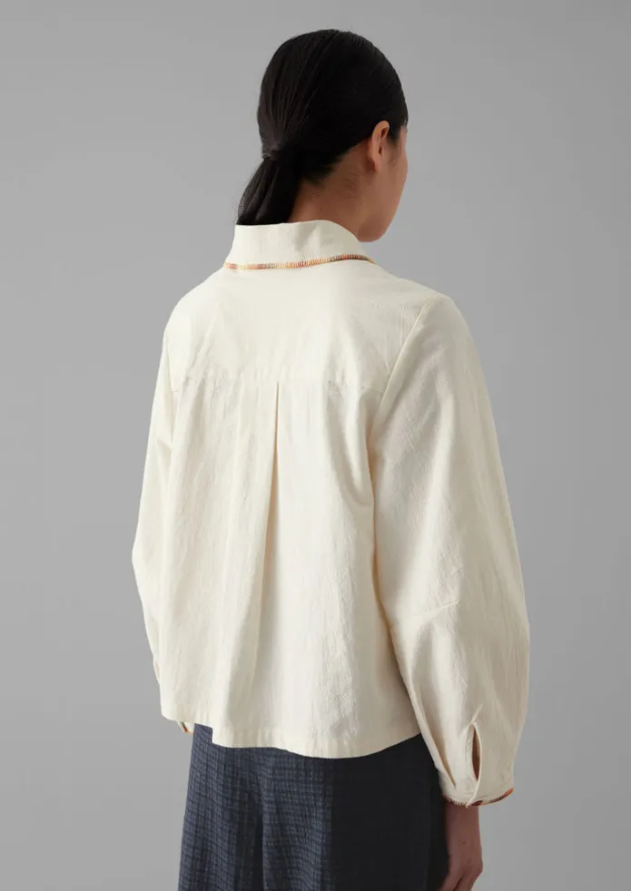 Hand Embroidered Textured Cotton Shirt