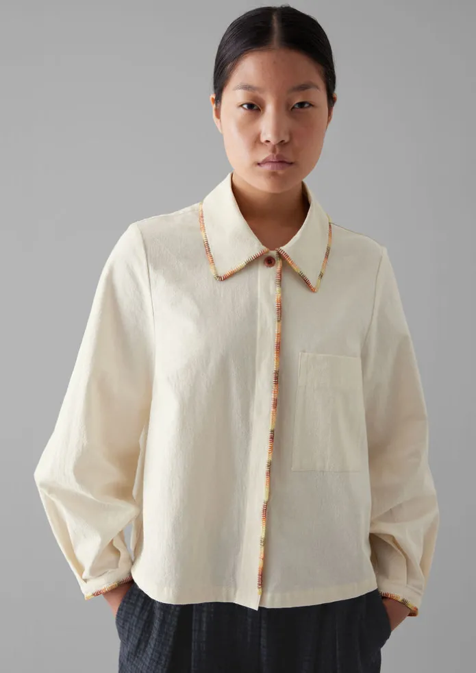 Hand Embroidered Textured Cotton Shirt