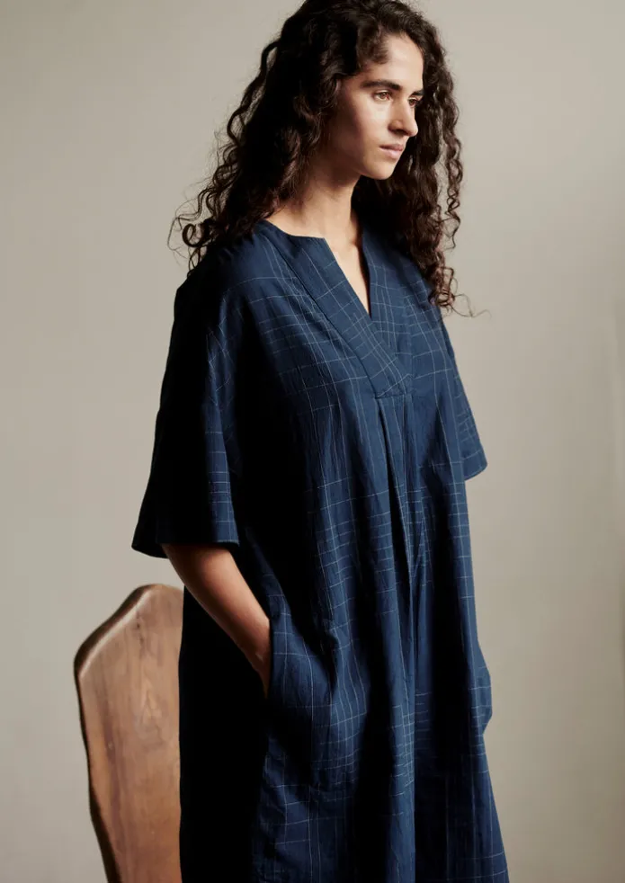 Hand Woven Sketched Check Nightdress