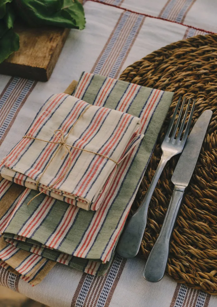 Hand Woven Stripe Napkin Set