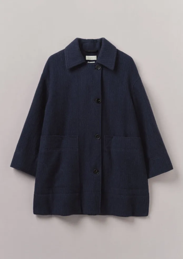 Indigo Cotton Wool Pea Coat