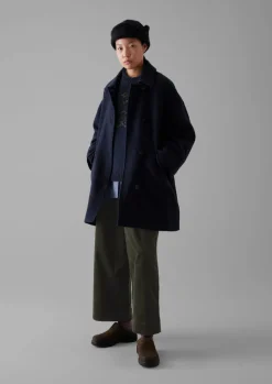 Indigo Cotton Wool Pea Coat