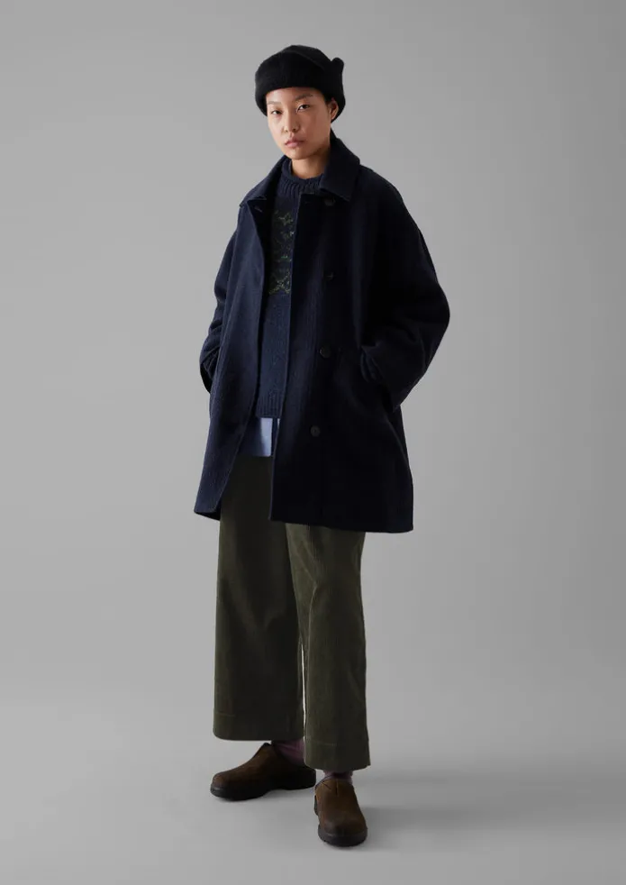 Indigo Cotton Wool Pea Coat