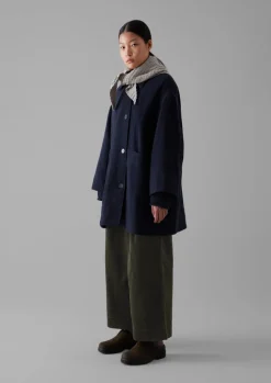 Indigo Cotton Wool Pea Coat