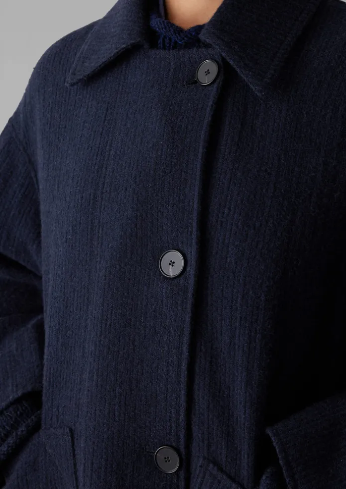 Indigo Cotton Wool Pea Coat