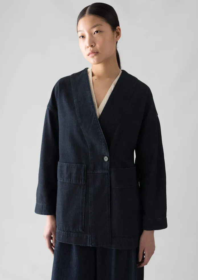 Indigo Denim Wrap Jacket