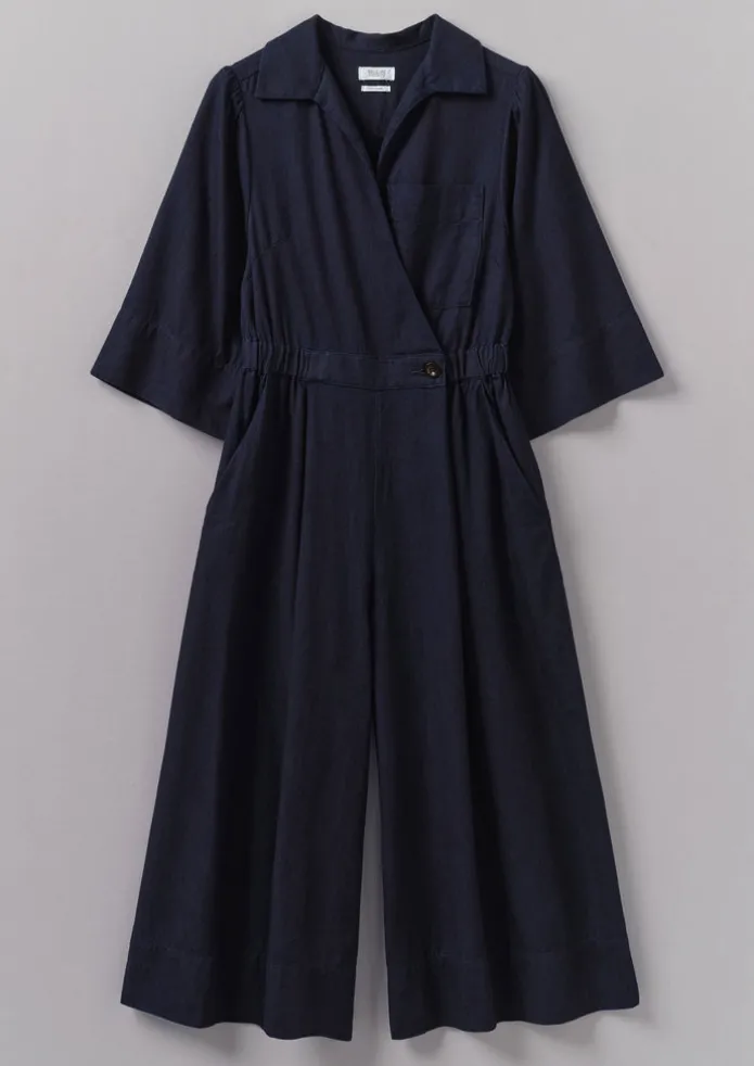 Indigo Twill Culotte Jumpsuit